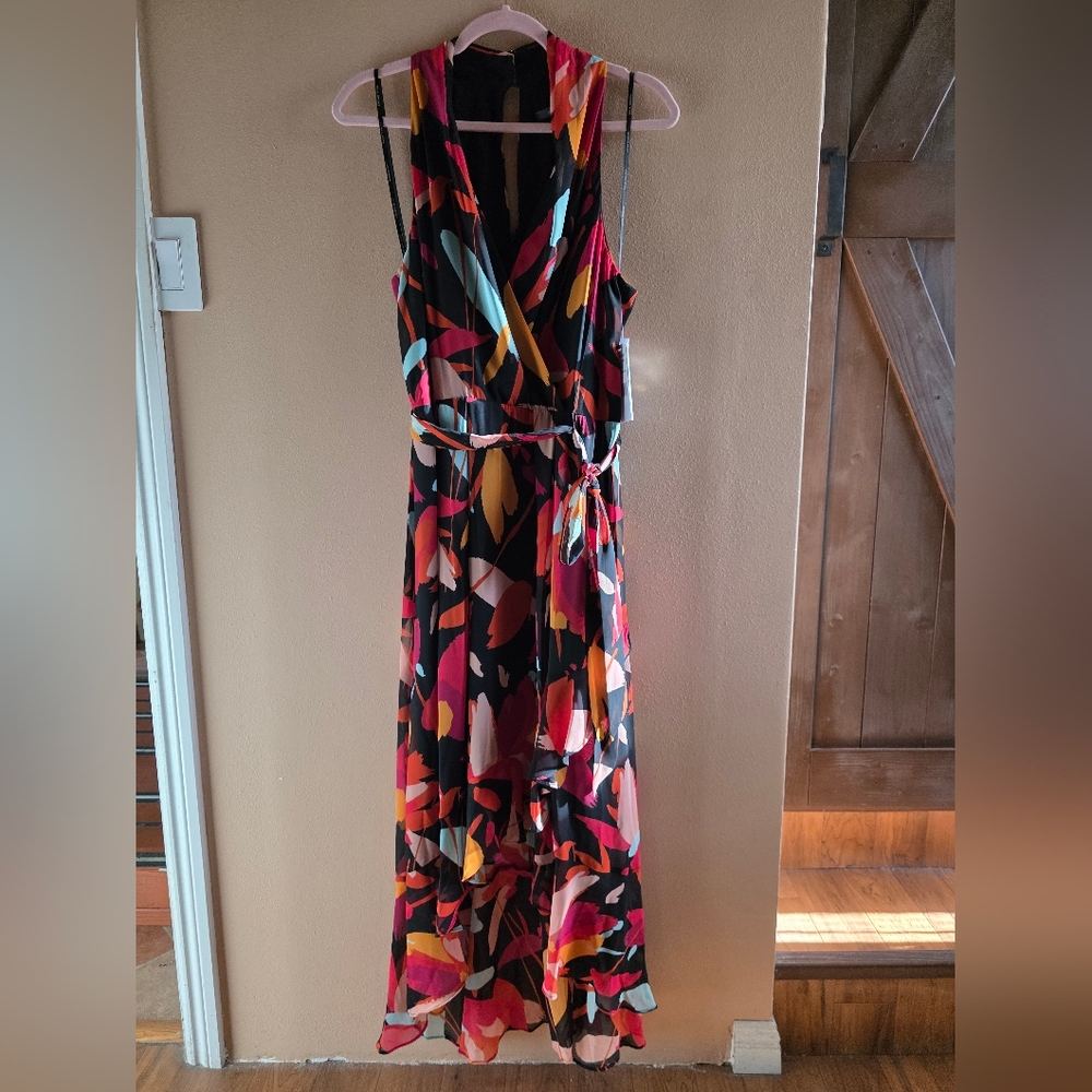 Julia Jordan Black Multi-Color Maxi Dress Size14 NWT